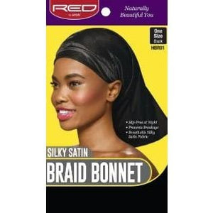 RED BY KISS SILKY SATIN BRAID BONNET BLACK HBR01