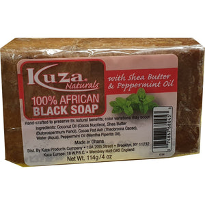 African Black Soap - Kuza Natural African Black Soap Shea Butter Peppermunt Oil 114 g
