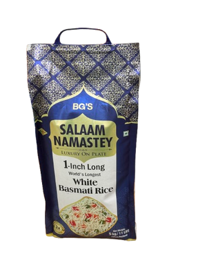 BG'S Salaam Namastey White Basmati Rice 1-inch Long 5 kg - Africa Products Shop