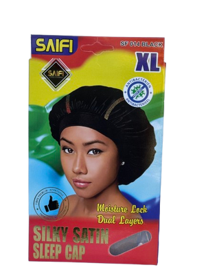 Saifi Silky Satin Sleep Cap SF014 BLACK XL - Africa Products Shop