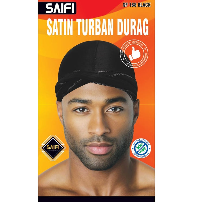 Saifi Satin Turban Durag 188 Black
