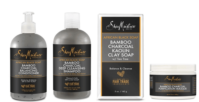 Shea Moisture African Black Soap Bamboo Charcoal verzorgingsset 4 stuks