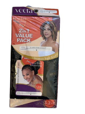 Veera Crochet Interlocking 2 in 1 Afro Kinky Bulk Color num . 2 - Africa Products Shop