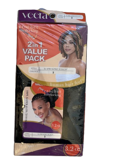Veera Crochet Interlocking 2 in 1 Afro Kinky Bulk Color num . 2