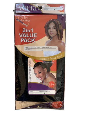 Veera Crochet Interlocking 2 in 1 Afro Kinky Bulk Color num 4 - Africa Products Shop