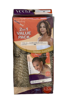 Veera Crochet Interlocking 2 in 1 Afro Kinky Bulk Color num 613 - Africa Products Shop
