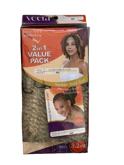 Veera Crochet Interlocking 2 in 1 Afro Kinky Bulk Color num 613