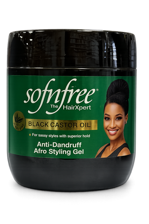 Sof n'free Black Castor Oil Anti-Dandruff Braid Afro Styling Gel Black 500 ml