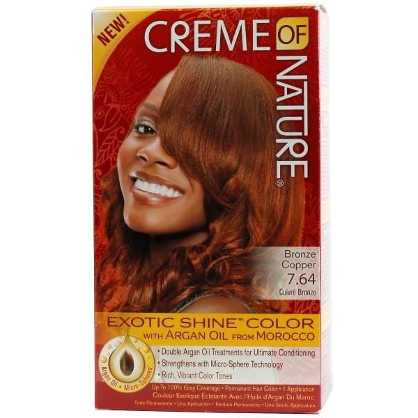 Creme of Nature Hair Color Argan Kit Woman Bronze Copper 7.64
