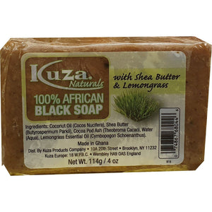 African Black Soap - Kuza Naturals Lemongras 100% African Black Soap 114g