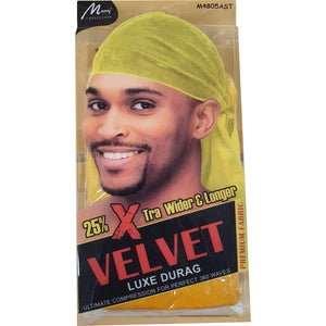Durag X tra Wider and Longer Velvet Luxe Durag Yellow M4805AST
